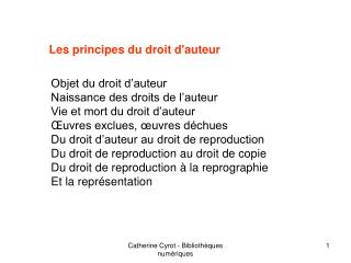 Les principes du droit d'auteur