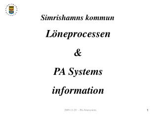 Löneprocessen &amp; PA Systems information