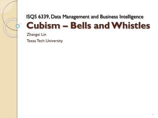 ISQS 6339, Data Management and Business Intelligence Cubism – Bells and Whistles
