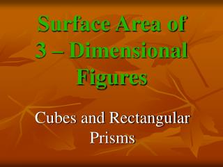 Surface Area of 3 – Dimensional Figures