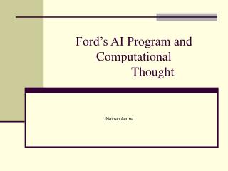 Ford’s AI Program and Computational Thought