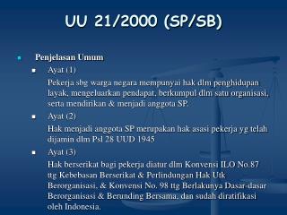 UU 21/2000 (SP/SB)