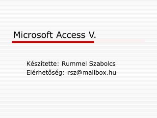 Microsoft Access V.