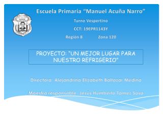 Escuela Primaria “Manuel Acuña Narro” T urno V espertino CCT: 19EPR1143Y Región 8 	Zona 120