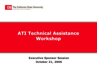 ATI Technical Assistance Workshop
