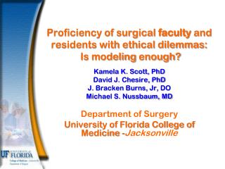 Proficiency of surgical faculty and residents with ethical dilemmas : Is modeling enough?