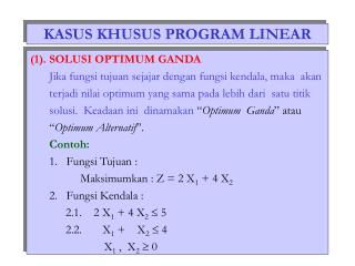 KASUS KHUSUS PROGRAM LINEAR