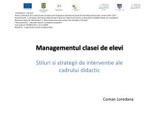 Managementul clasei de elevi