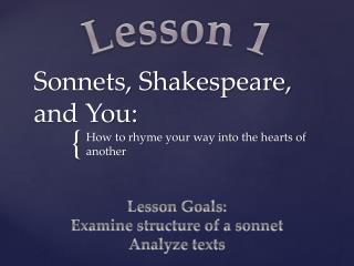 Sonnets, Shakespeare, and You: