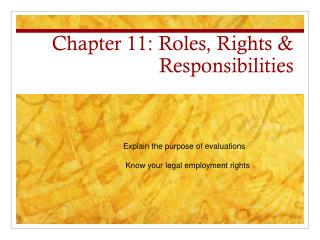 Chapter 11: Roles, Rights &amp; Responsibilities