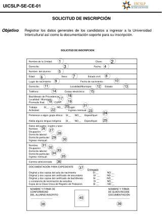 SOLICITUD DE INSCRIPCIÓN