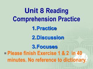 Unit 8 Reading Comprehension Practice