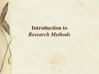 Introduction to Research Methods