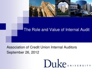 The Role and Value of Internal Audit