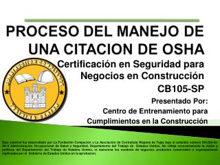 Certificación en Seguridad para Negocios en Construcción CB105-SP