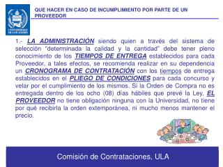 Comisión de Contrataciones, ULA