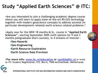 Study “Applied Earth Sciences” @ ITC: