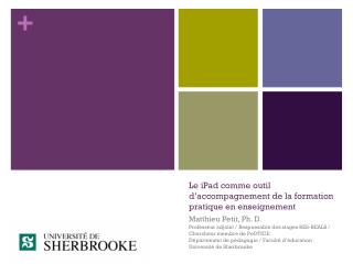 Le iPad comme outil d’accompagnement de la formation pratique en enseignement