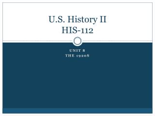 U.S. History II HIS-112