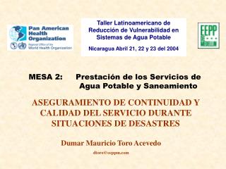 Taller Latinoamericano de Reducción de Vulnerabilidad en Sistemas de Agua Potable