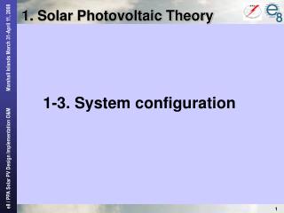 1. Solar Photovoltaic Theory