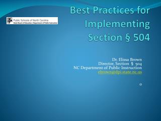 Best Practices for Implementing Section § 504