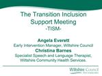 The Transition Inclusion Support Meeting -TISM- Angela Everett Early Intervention Manager, Wiltshire Council Christina