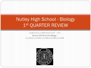 Nutley High School - Biology 1 st QUARTER REVIEW