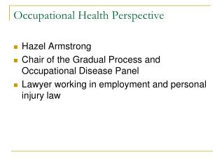 Occupational Health Perspective