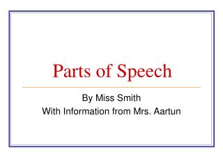 Parts of Speech