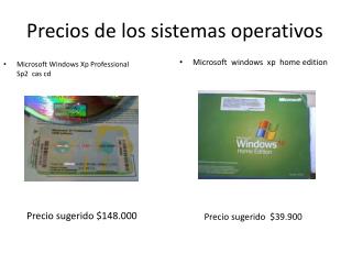 Precios de los sistemas operativos