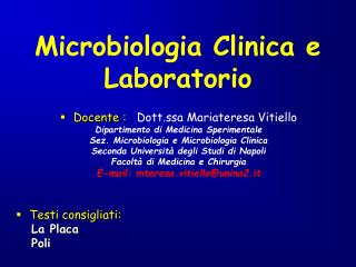 Microbiologia Clinica e Laboratorio