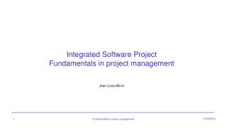 Integrated Software P roject Fundamentals in project management