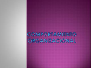COMPORTAMIENTO ORGANIZACIONAL