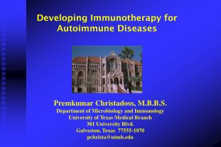 Developing Immunotherapy for Autoimmune Diseases