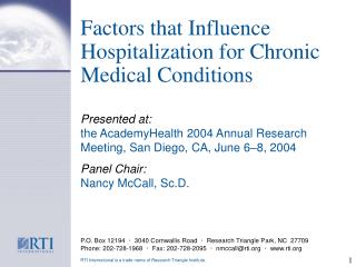 Factors that Influence Hospitalization for Chronic Medical Conditions