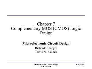 Chapter 7 Complementary MOS (CMOS) Logic Design