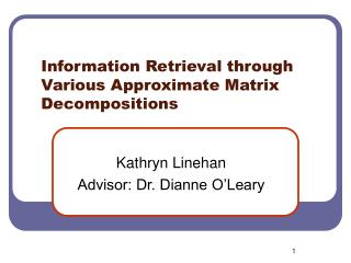 Information Retrieval through Various Approximate Matrix Decompositions