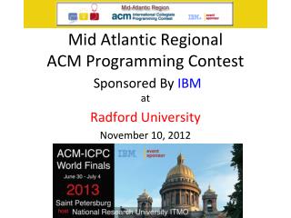 Mid Atlantic Regional ACM Programming Contest Sponsored By IBM