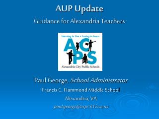 AUP Update Guidance for Alexandria Teachers