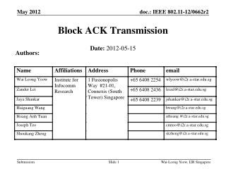 Block ACK Transmission