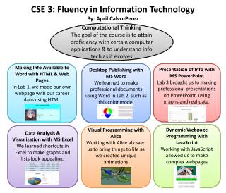 CSE 3: Fluency in Information Technology By: A pril C alvo -Perez
