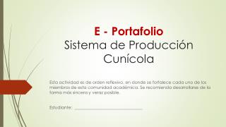 E - Portafolio Sistema de Producción Cunícola