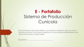 E - Portafolio Sistema de Producción Cunícola