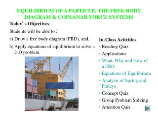 EQUILIBRIUM OF A PARTICLE, THE FREE-BODY DIAGRAM &amp; COPLANAR FORCE SYSTEMS