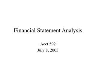 Financial Statement Analysis