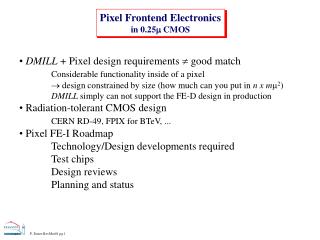 Pixel Frontend Electronics in 0.25  CMOS