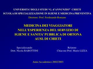 Specializzando Dott. Nicola RABOTTINI