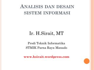 Analisis dan desain sistem informasi