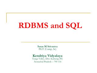 RDBMS and SQL